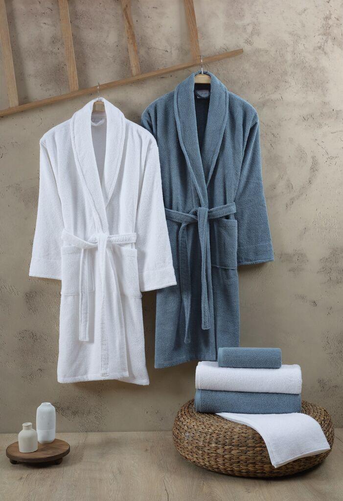 Комплет бањарки L'essentiel Maison Family со крпи Elisa, бело-сина