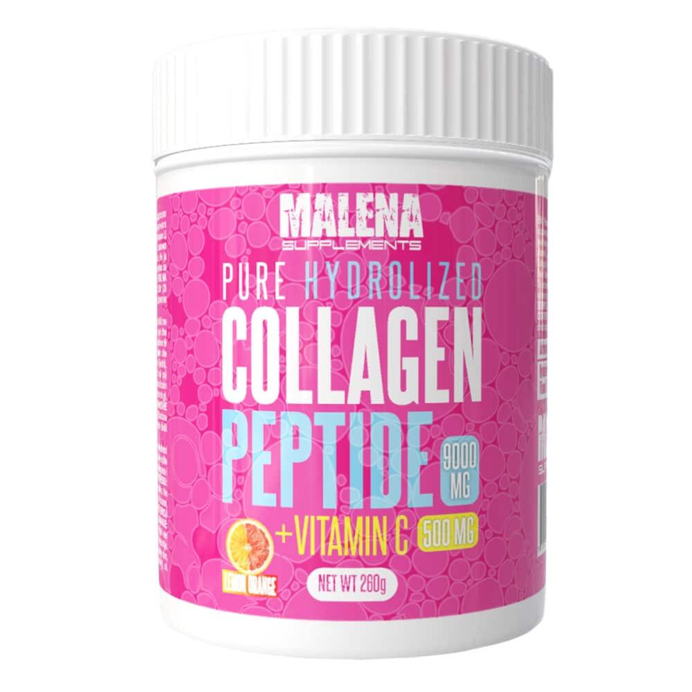 Malena Supplements Pure Hydrolized Collagen Peptide + Vitamin C, 260g