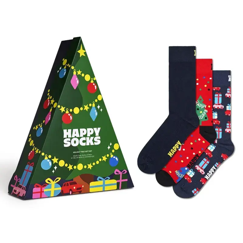 Комплет чорапи „Happy Socks“ за празнично дрво, 3 пара, шарени