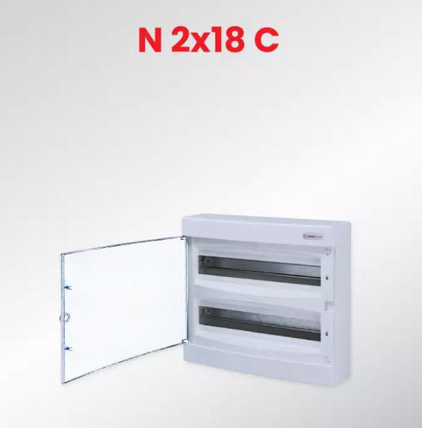 Alfa Electric Спратна табла ОГ 2x18 со бел капак Technoplast Н2x18CB
