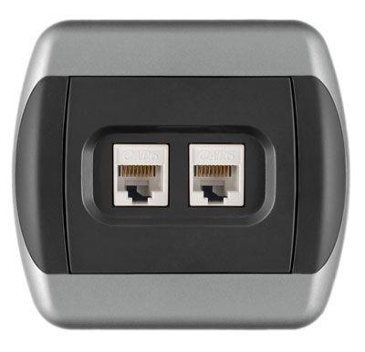 Metalka Majur Приклучок за компјутер 2×Cat6, црно-сребро Royal Ekskluziv 15.72.078