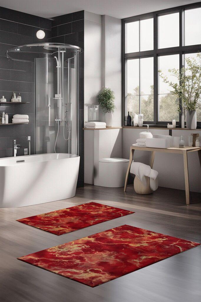 Комплет теписи за бања L'essentiel Maison CT-5052, 2 парчиња, црвени