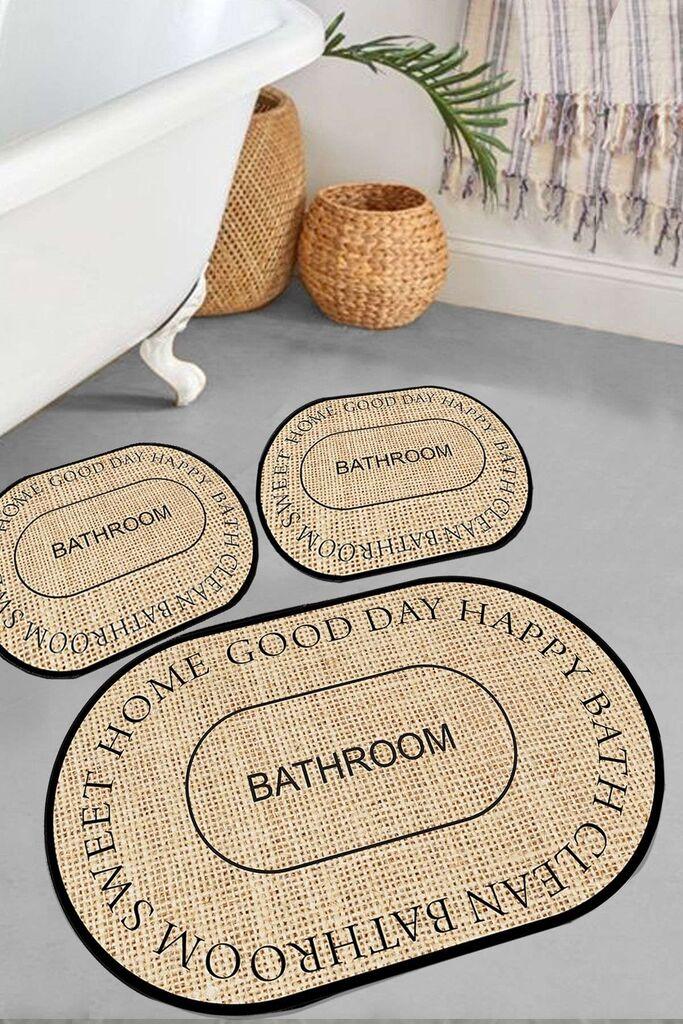Комплет килим за бања L'essentiel Maison Baindos, 3 парчиња, Беж