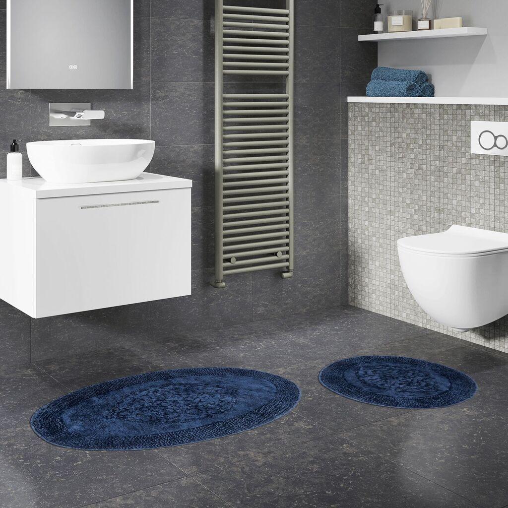 Комплет теписи за бања L'essentiel Maison Cottonkt 000397, 2 парчиња, темно сина боја