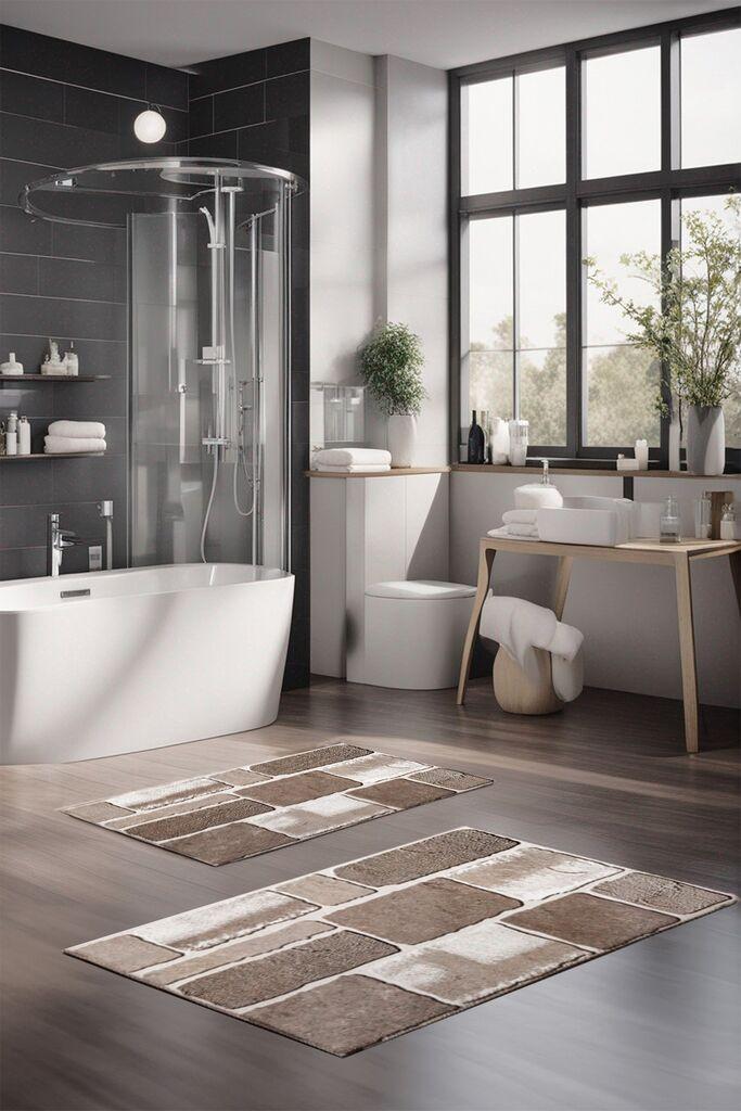 Комплет теписи за бања L'essentiel Maison CT-5179, 2 парчиња, кафеава боја