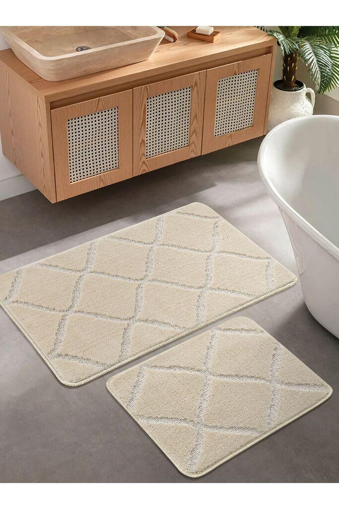 Комплет килим за бања L'essentiel Maison Cizgili, 2 парчиња, Крем