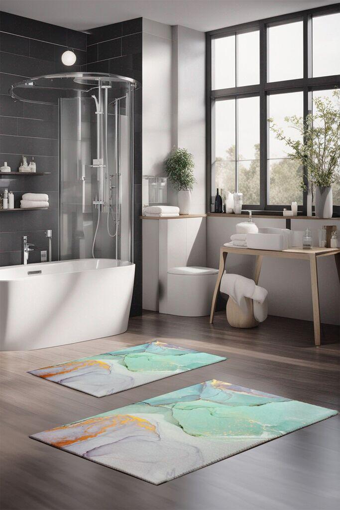 L'essentiel Maison Комплет патосници за бања CT-5027, 2 парчиња, тиркизна