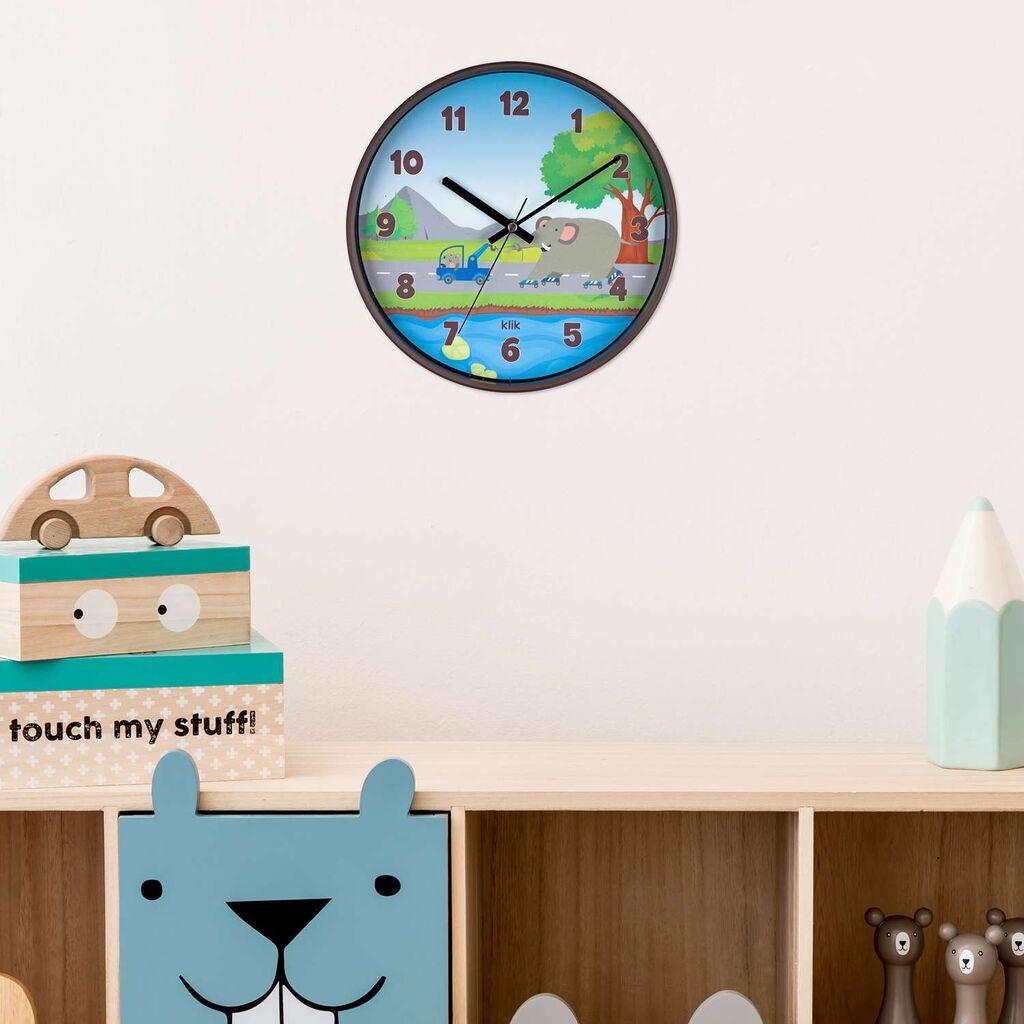 Dzиден часовник Wallity Elephant, 30,5x30,5 см, кафеав