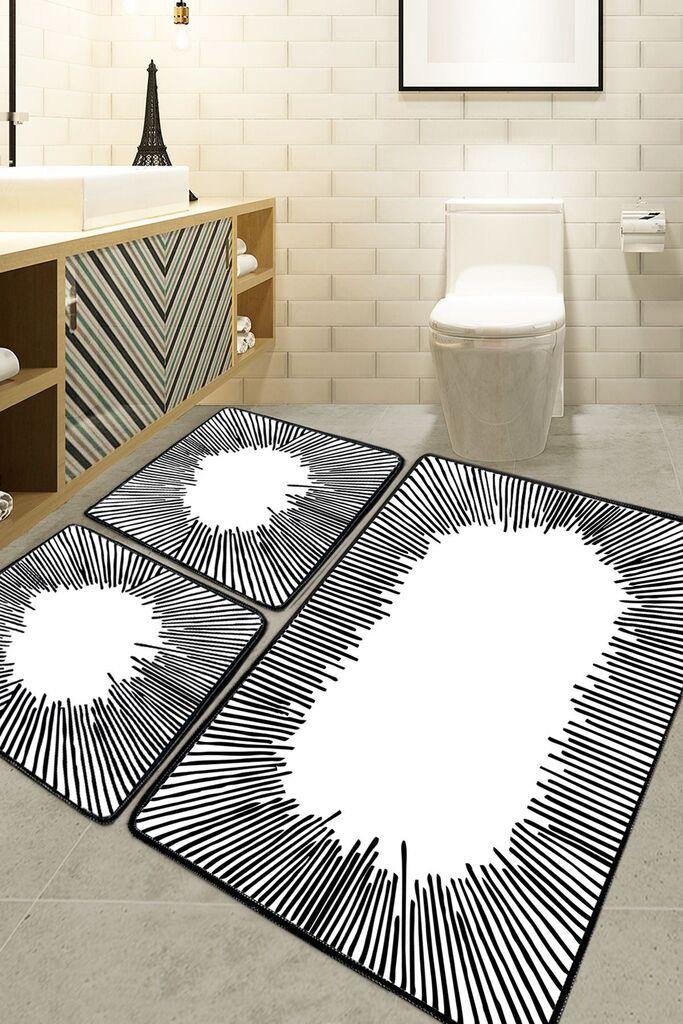 Комплет патосници за бања L'essentiel Maison Somber, 3 парчиња, Бела