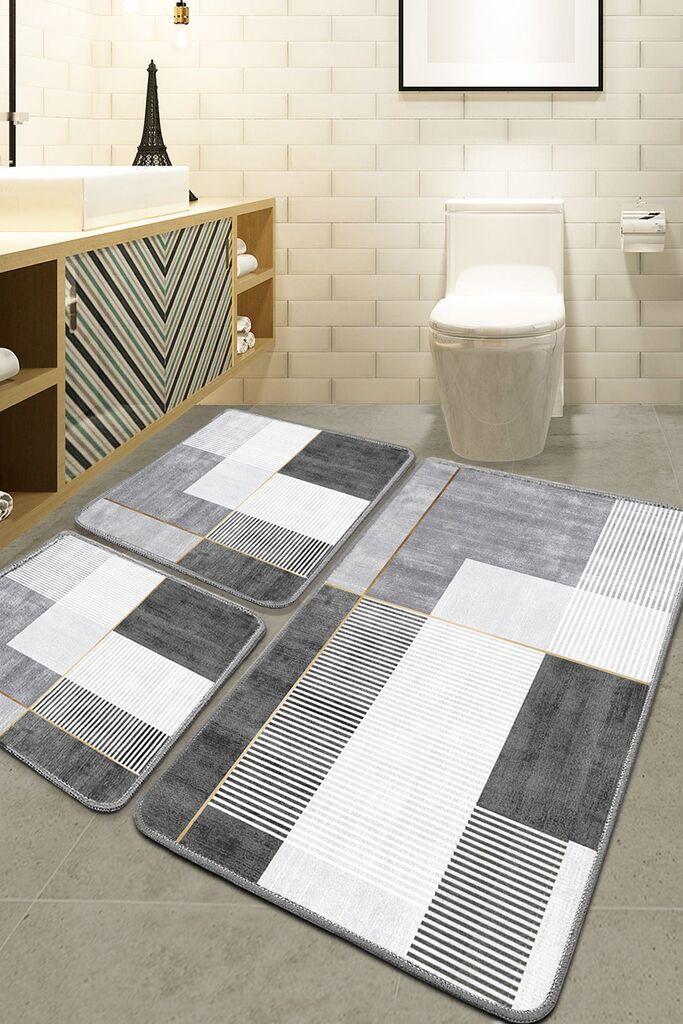 Комплет душеци за бања L'essentiel Maison Pendor, 3 парчиња, сива боја