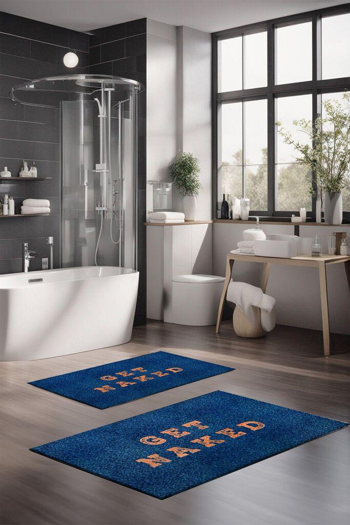 Комплет теписи за бања L'essentiel Maison CT-5395, 2 парчиња, темно сина боја