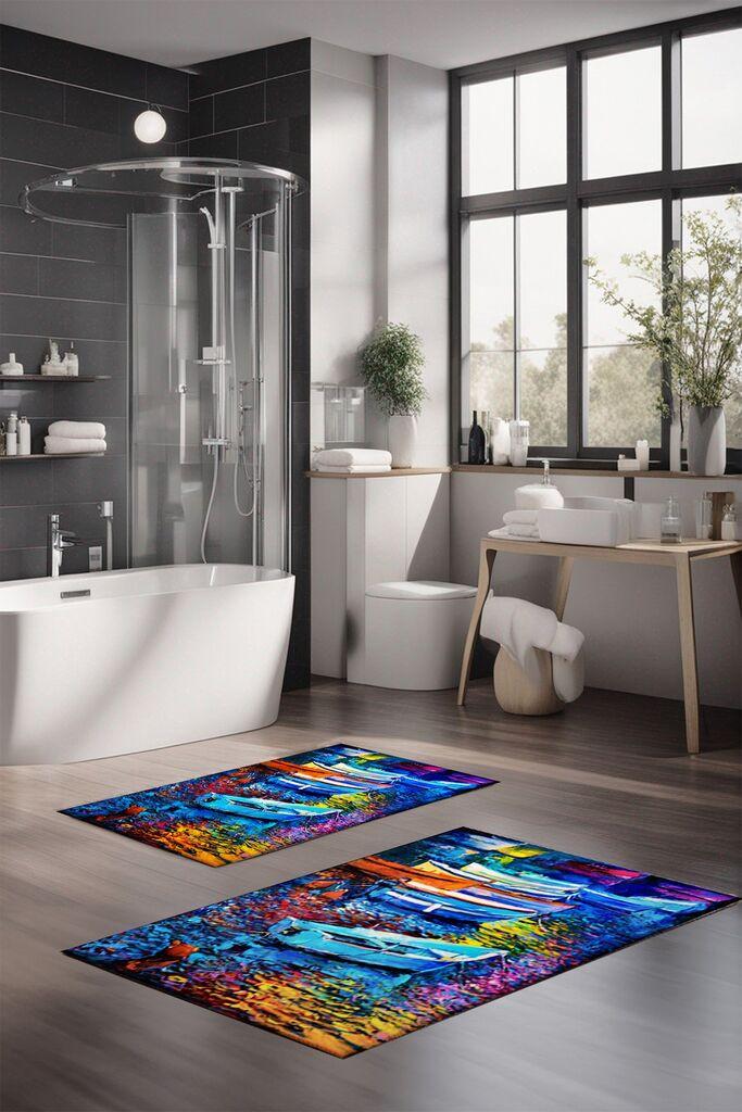 Комплет подлоги за бања L'essentiel Maison CT-5141, 2 парчиња, шарени