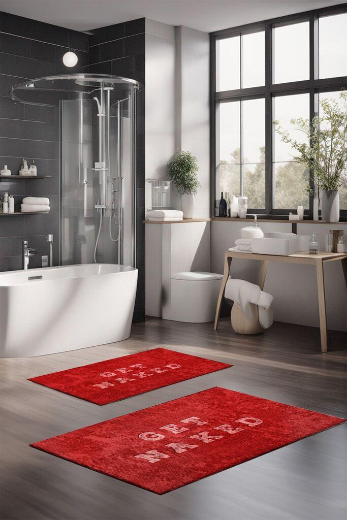 Комплет теписи за бања L'essentiel Maison CT-5402, 2 парчиња, црвени