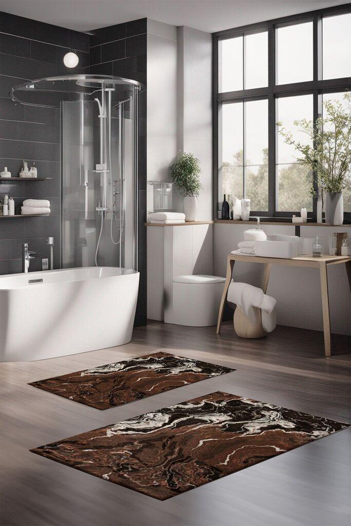 Комплет теписи за бања L'essentiel Maison CT-5032, 2 парчиња, кафеава боја