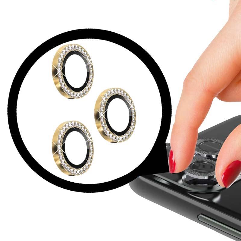 Заштитно стакло за камера - iPhone 15 Pro/15 Pro Max - Златна кристали