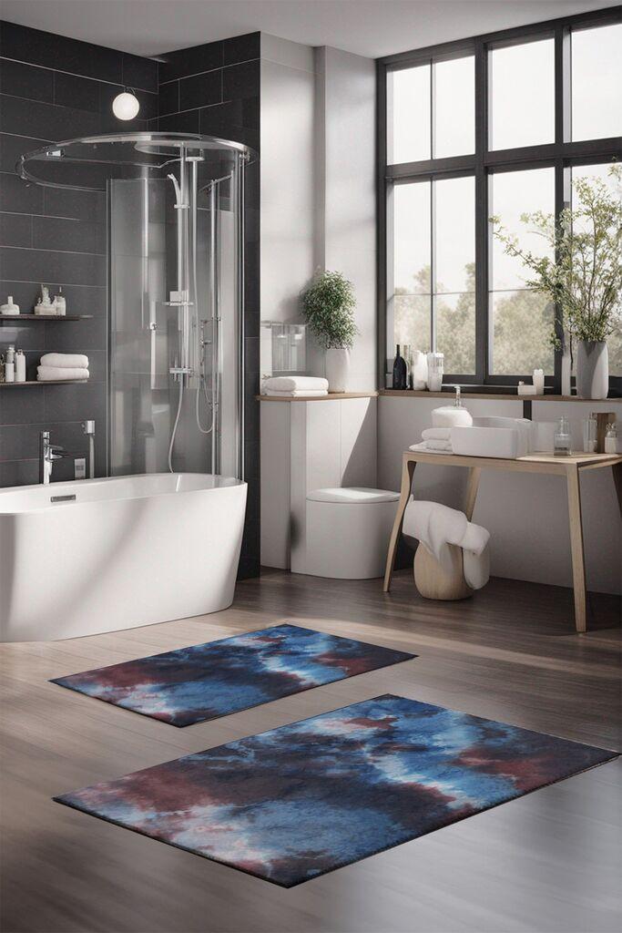 Комплет теписи за бања L'essentiel Maison CT-5051, 2 парчиња, темно сина боја