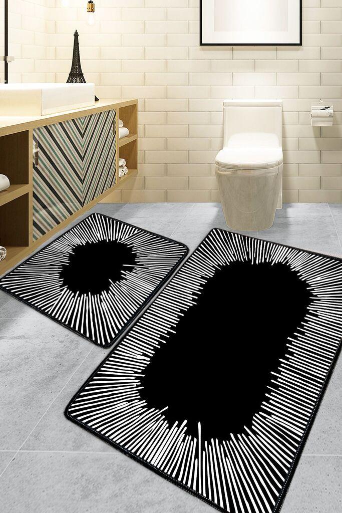 Комплет теписи за бања L'essentiel Maison Somber, 2 парчиња, црни