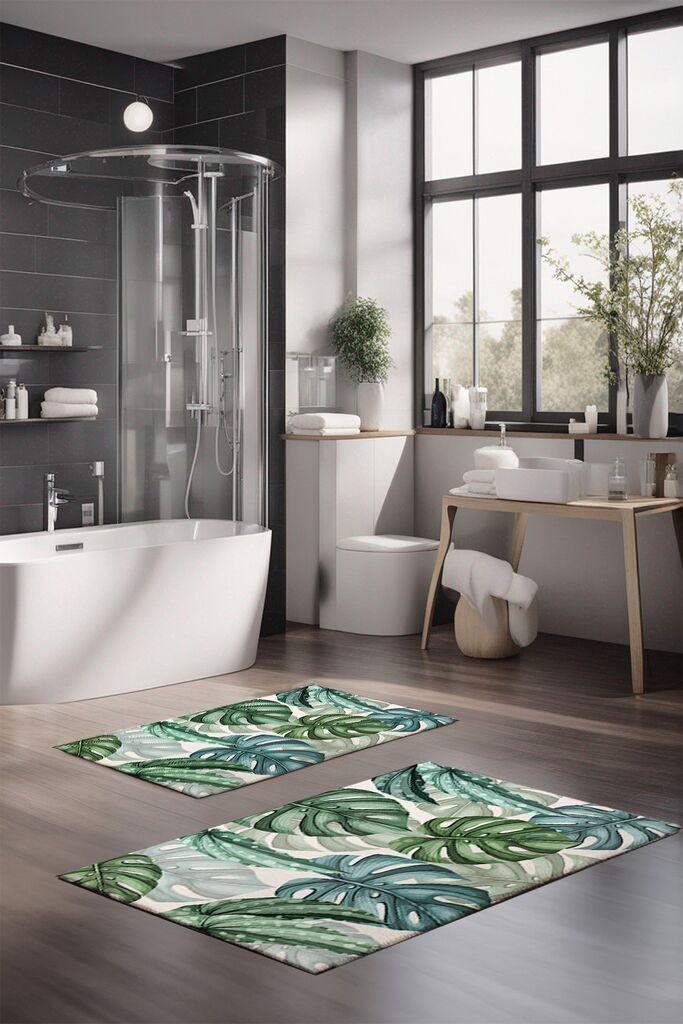 Комплет теписи за бања L'essentiel Maison CT-5327, 2 парчиња, зелена боја