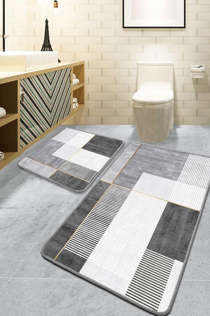 Комплет простирки за бања L'essentiel Maison Pendor, 2 парчиња, сиви