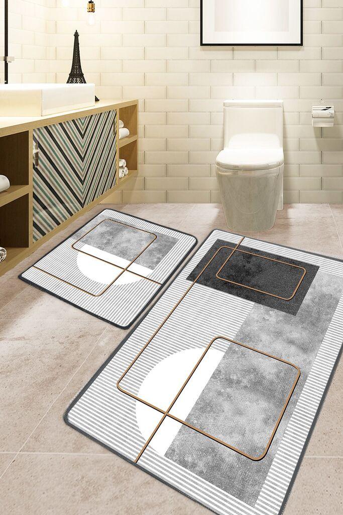 L'essentiel Maison Комплет патосници за бања Грасва, 2 парчиња, сива боја