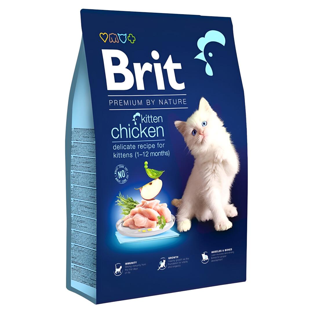 BRIT Premium Kitten Гранули со Пилешко и зеленчук за Мачки [Вреќа 8кг]