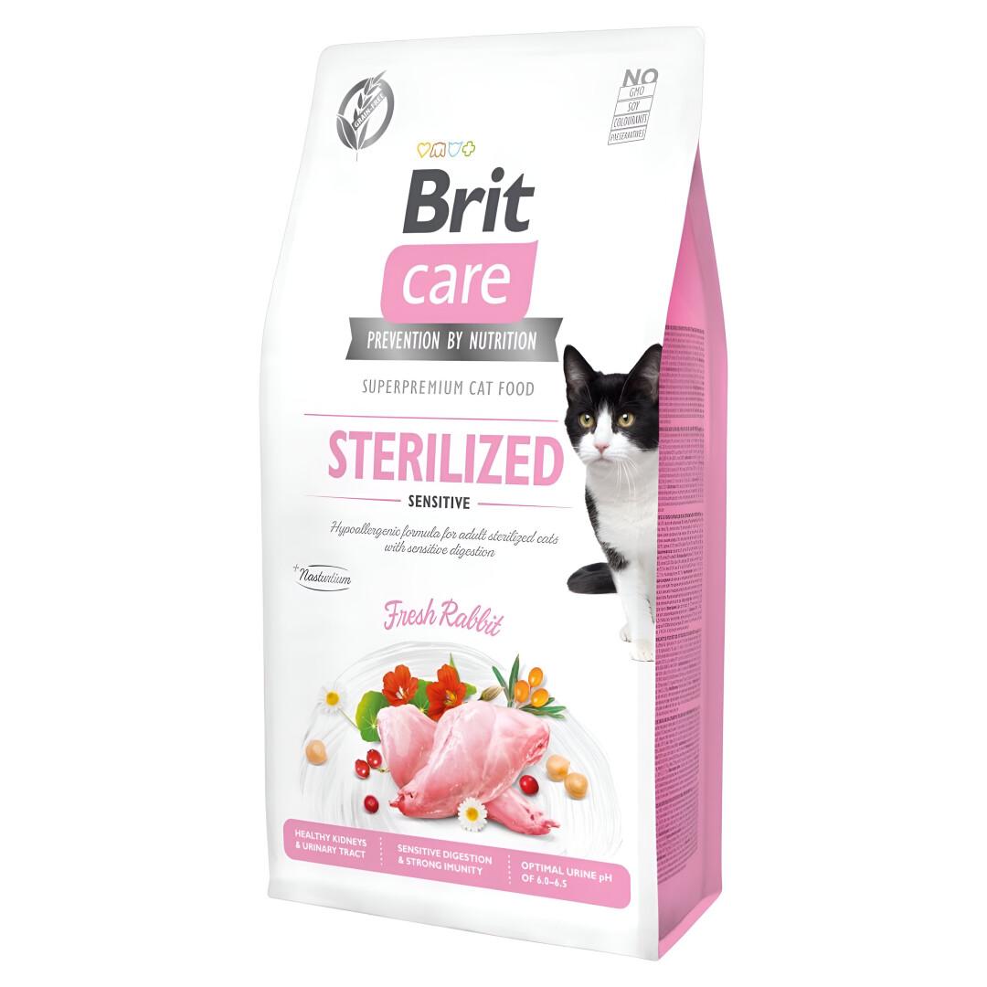 BRIT Care Sterilized Sensitive Гранули со Зајачко и Зеленчук за Мачки [Вреќа 7кг]