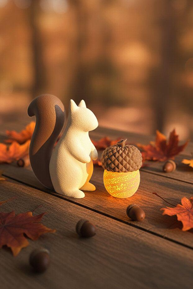 Аберто Дизајн Комплет Верверица и желад, 2 парчиња, Кафеава