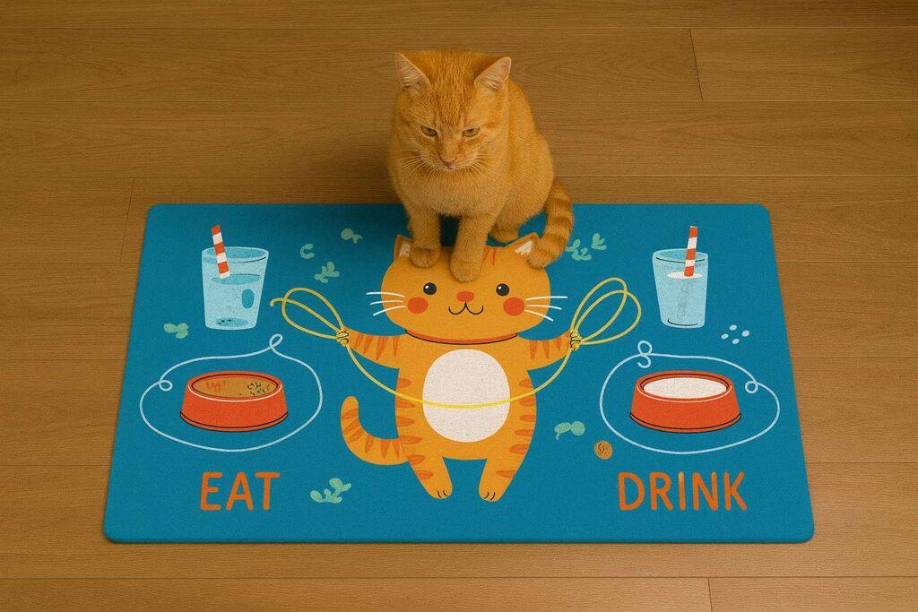 Подлога за хранилки „Шепи и мустаќи" Паспет 4, 40x70 см, шарена