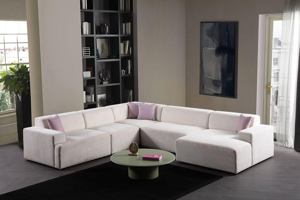 Аголна гарнитура Atelier del Sofa Melva, 305x340x145 см, бела