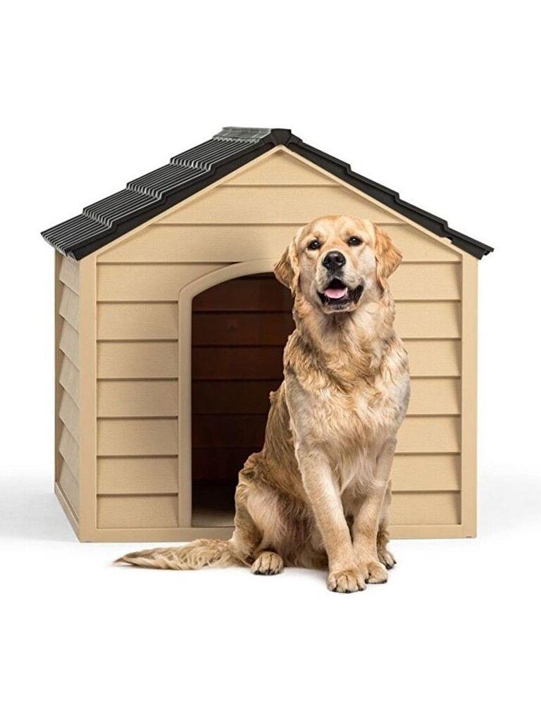 Куќичка за кучиња „Шепи и мустаќи" 5100-4, 76x64x62 см, шампањска боја