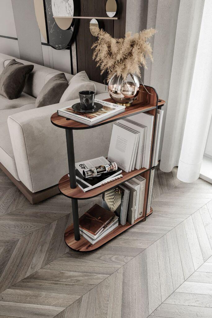 Полица за книги Hanah Home Kaiteki, 24x82x8 см, црна