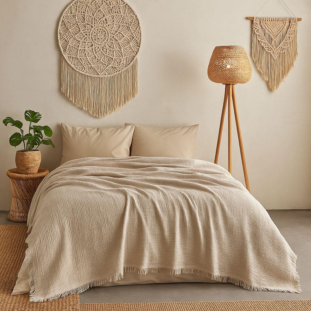 Прекривка за двоен кревет L'essentiel Maison, 200x220 см, Капучино