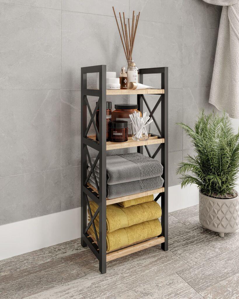 Hanah Home повеќенаменска полица Mini Flower 4, даб-црна