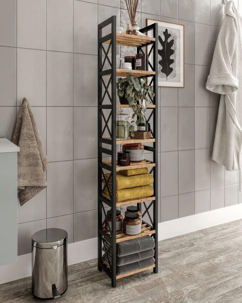 Hanah Home повеќенаменска полица Mini Flower 8, даб-црна