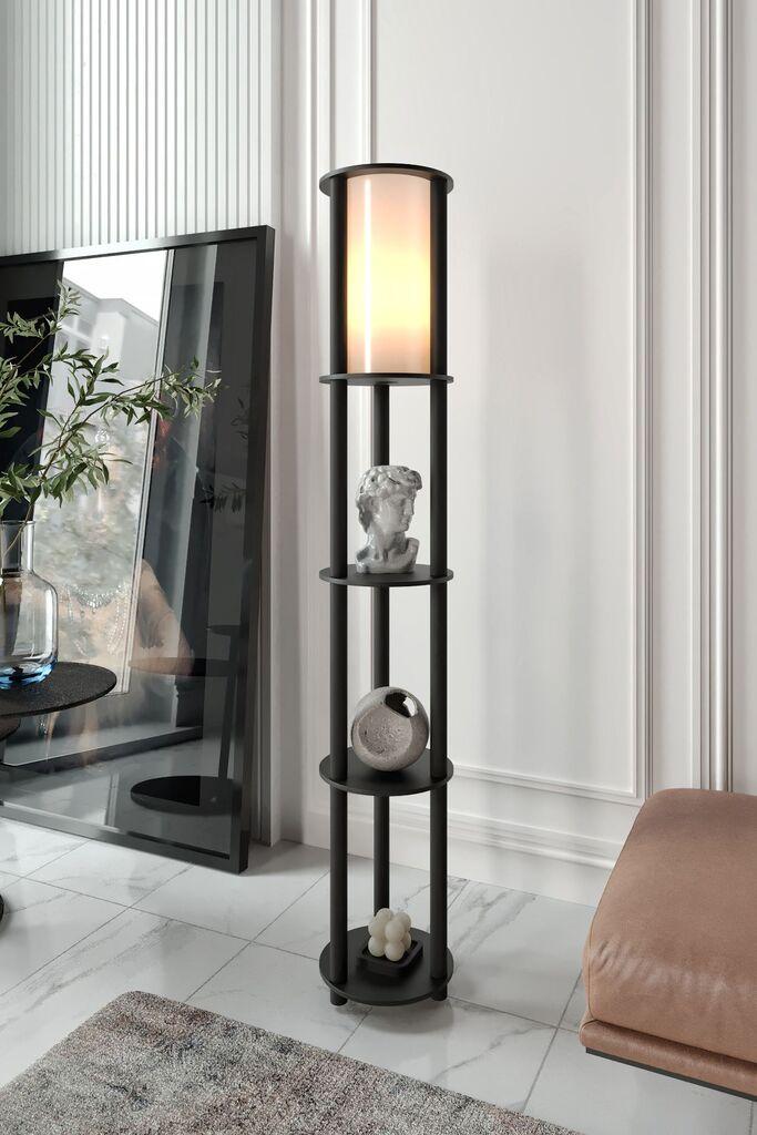 Подна ламба Opviq Estantes тркалезна, 150 см, црна