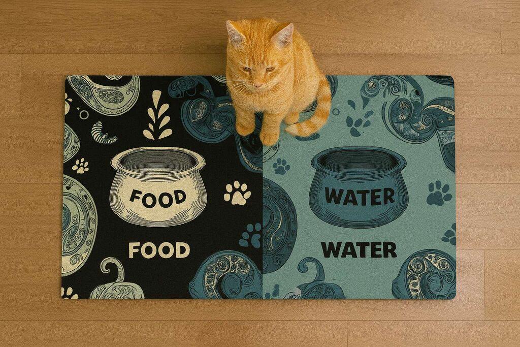 Подлога за хранилки „Шепи и мустаќи" Паспет 2, 40x70 см, шарена