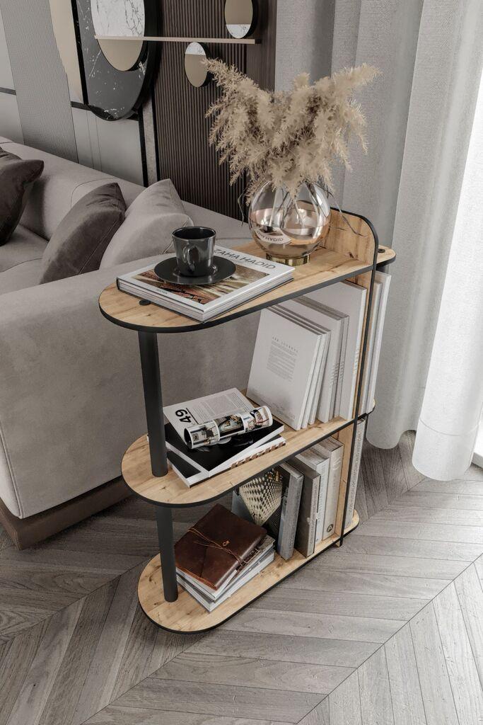 Полица за книги Hanah Home Kaiteki, 24x82x8 см, црна