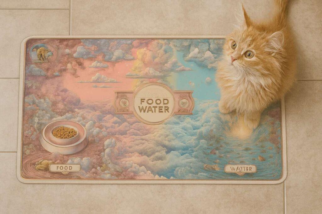 Подлога за хранилки „Шепи и мустаќи" Паспет 9, 40x70 см, шарена