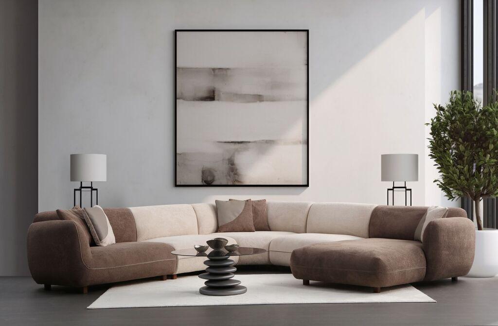 Аголна гарнитура софа Atelier del Pavia, 335x335x75 см, кремасто-кафеава