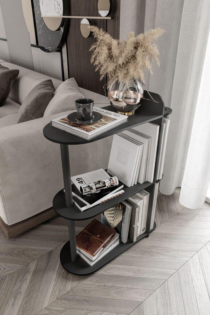 Полица за книги Hanah Home Kaiteki, 24x82x8 см, црна