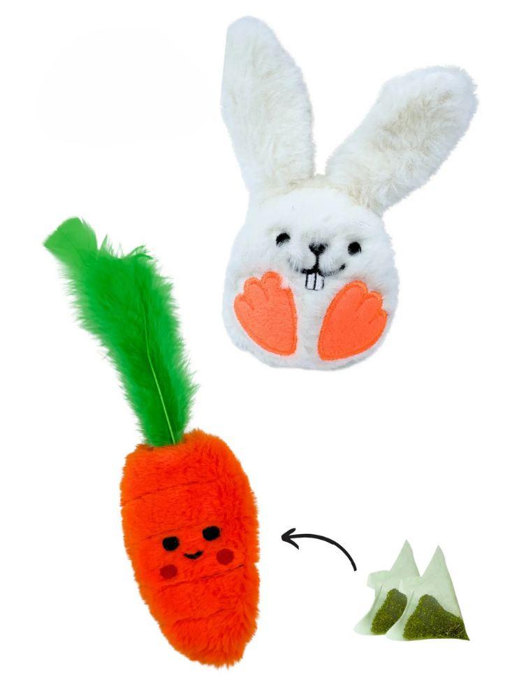 Комплет играчки за мачки „Шепи и мустаќи" Miyav 1021, 2 парчиња, бела и портокалова