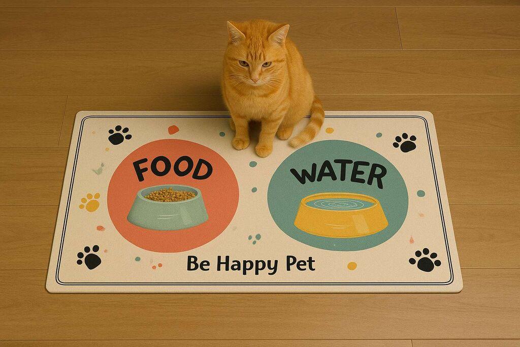 Подлога за хранилки „Шепи и мустаќи" Паспет 3, 40x70 см, шарена