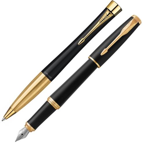 PARKER Гарнитура, Пенкало и наливперо, Златна клипса, PU2093381, Црна