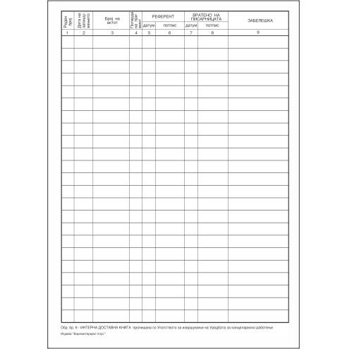 Книга Интерна Доставна