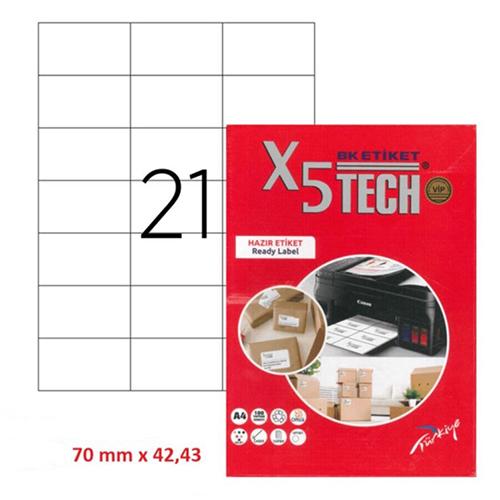 BKETIKET Етикети, А4, 1/100, 70*42, 43мм,BK-2124, Бела