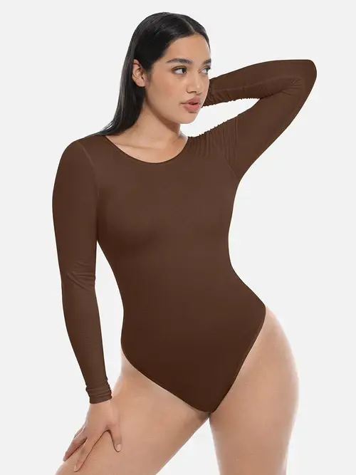 Боди Essential Seamless Long Sleeve Shaping - кафе