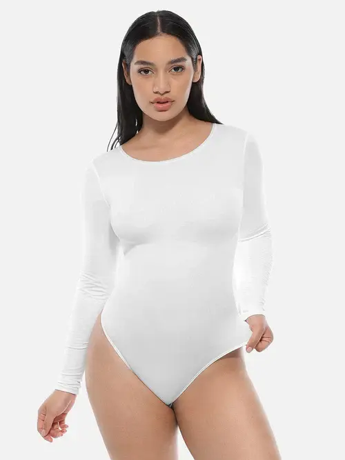 Боди Essential Seamless Long Sleeve Shaping - бело