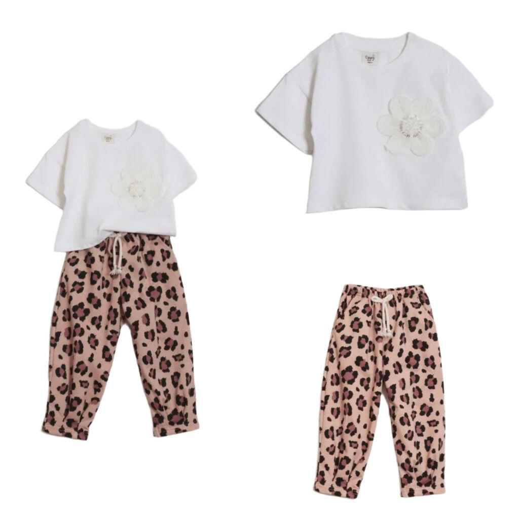 Комплет 2 делен маичка и панталони со леопард принт