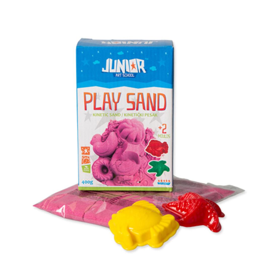 Јуниор кинетички песок и 2 калапи, 400 г, розов