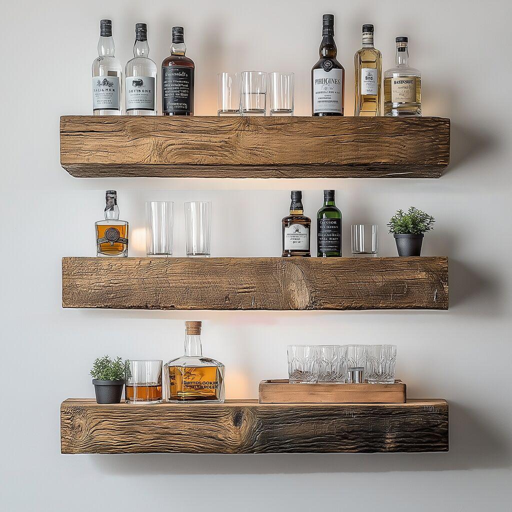 Hanah Home Комплет полици за dzид Raf274, 3 парчиња, кафеави